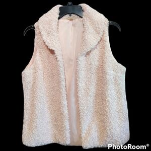 Krazy Kat faux fur light pink vest women size medium